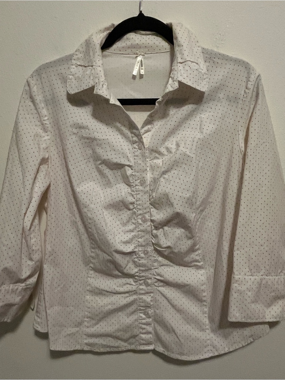 Lapis White Button-Down Shirt with Tiny Dot Print